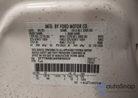 2025 Ford Maverick Xl z USA, uszkodzony, nr VIN 3FTTW8B34SRB50830